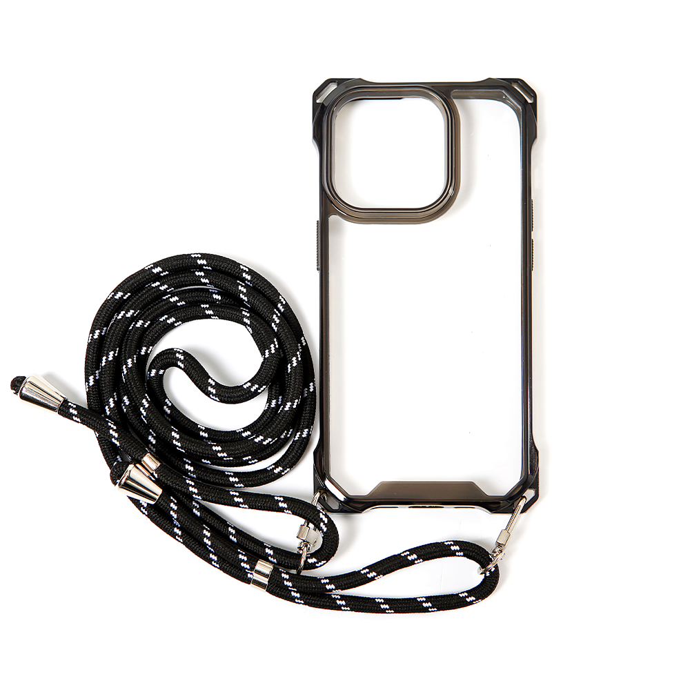 iPhone 13 Mini hoesje - Backcover - Koord - Extra valbescherming - TPU - Zwart afbeelding