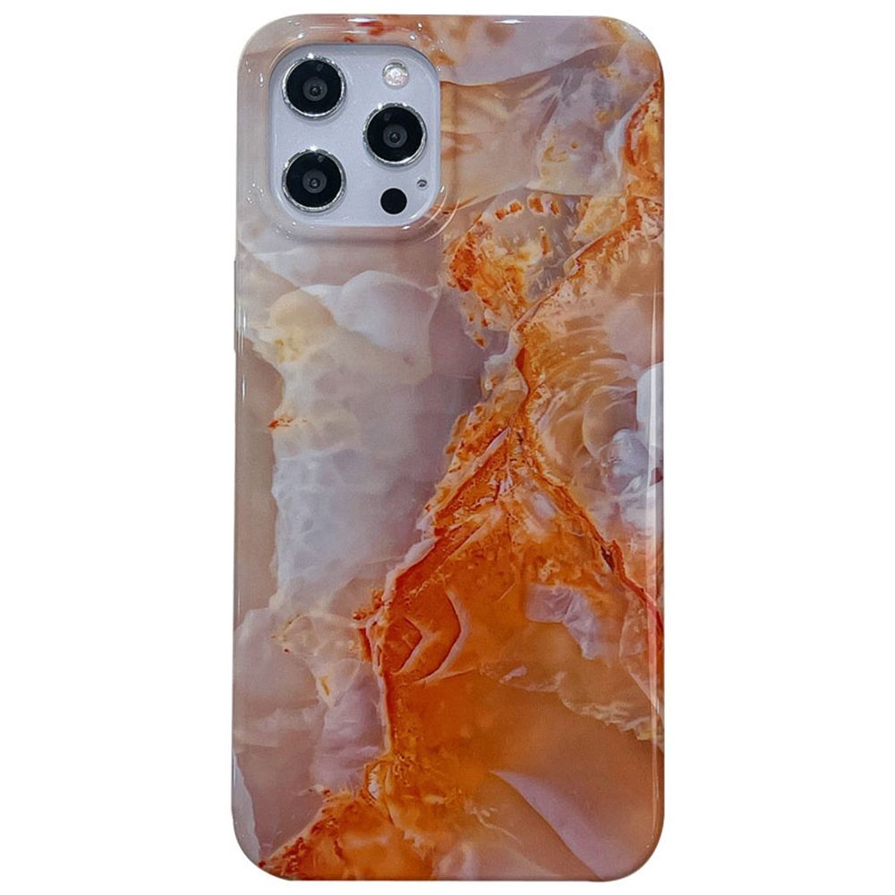 iPhone 12 Mini hoesje - Backcover - Softcase - Marmer - Marmerprint - TPU - Oranje afbeelding