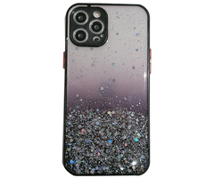 JVS Products iPhone SE 2022 hoesje - Backcover - Camerabescherming - Glitter - TPU - Zwart