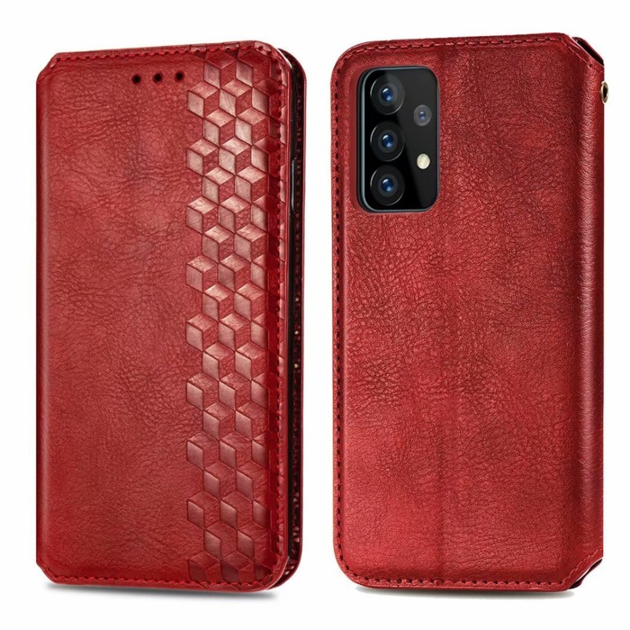 JVS Products Samsung Galaxy A52S hoesje - Bookcase - Pasjeshouder - Portemonnee - Diamantpatroon - Kunstleer - Rood