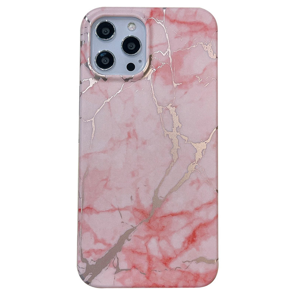 iPhone 12 Pro Max hoesje - Backcover - Softcase - Marmer - TPU - Roze afbeelding