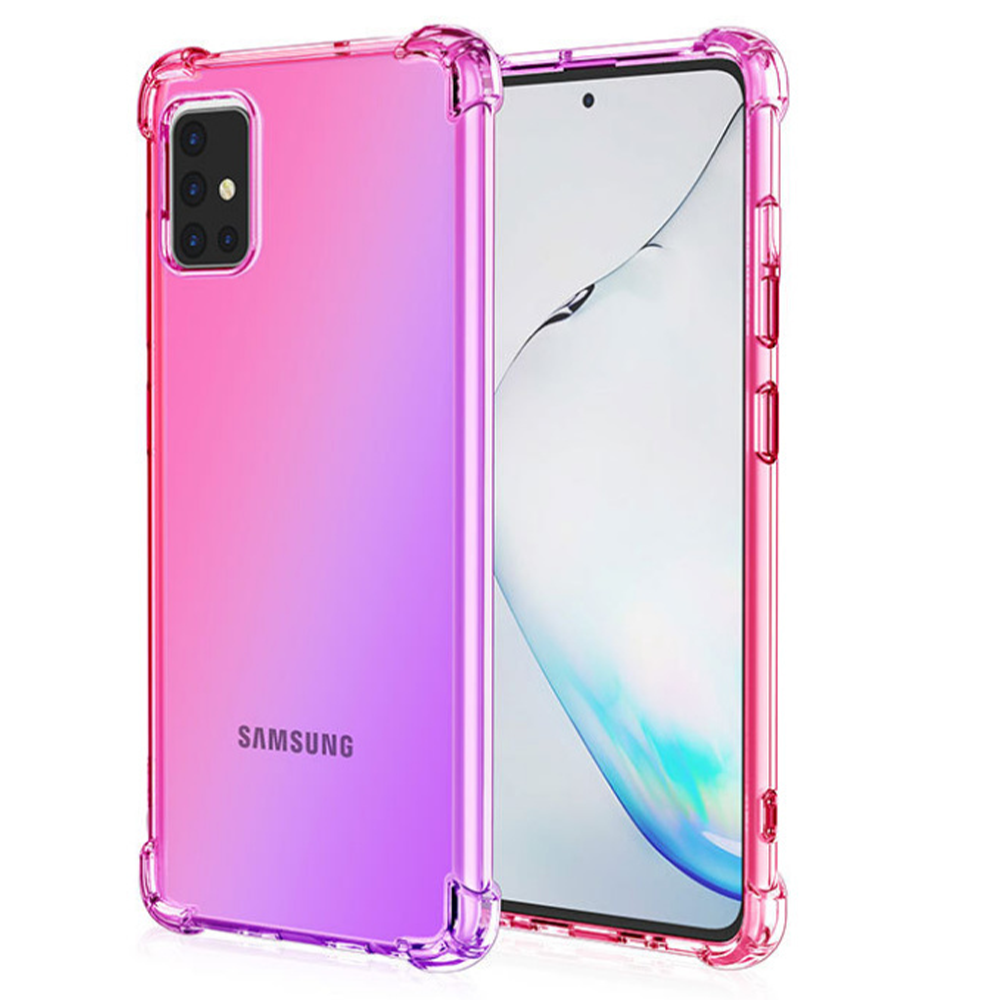Samsung Galaxy A52 hoesje - Backcover - Extra dun - Transparant - Tweekleurig - TPU - Roze/Paars afbeelding