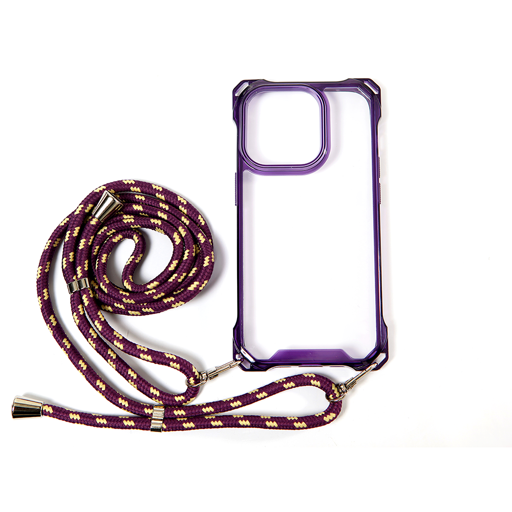 iPhone 11 Pro hoesje - Backcover - Koord - Extra valbescherming - TPU - Paars afbeelding