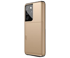 JVS Products iPhone 12 hoesje - Backcover - Hardcase - Pasjeshouder - Portemonnee - Shockproof - TPU - Goud