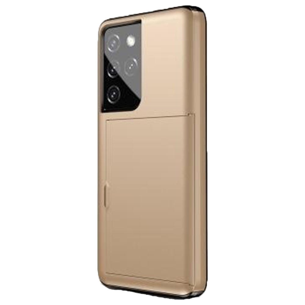 iPhone 12 hoesje - Backcover - Hardcase - Pasjeshouder - Portemonnee - Shockproof - TPU - Goud afbeelding