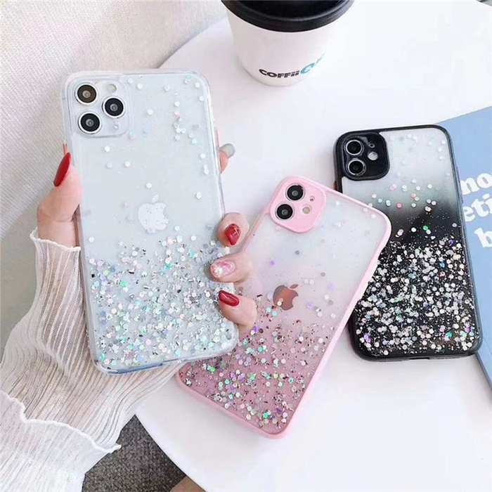 JVS Products iPhone 13 Pro hoesje - Backcover - Camerabescherming - Glitter - TPU - Roze