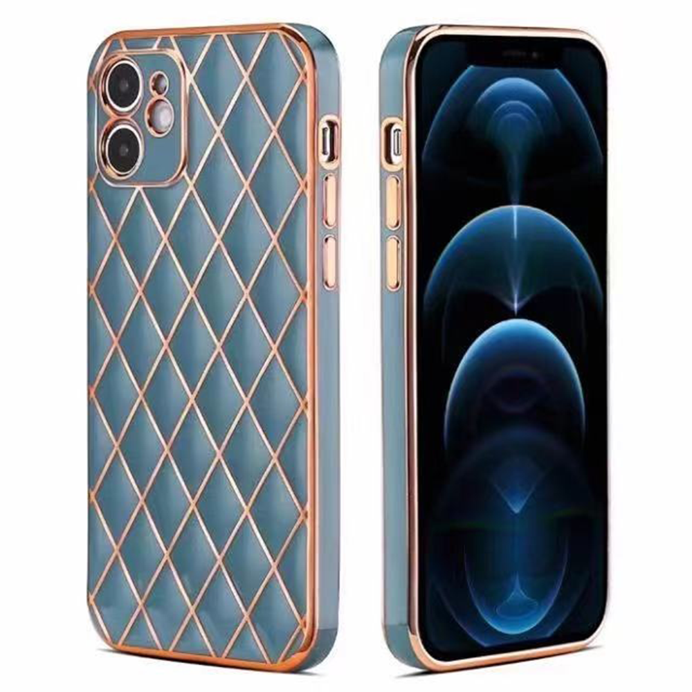 iPhone X hoesje - Backcover - Ruitpatroon - Siliconen - Blauw afbeelding