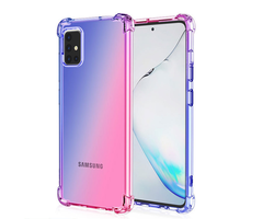 JVS Products Samsung Galaxy A41 hoesje - Backcover - Extra dun - Transparant - Tweekleurig - TPU - Blauw/Roze