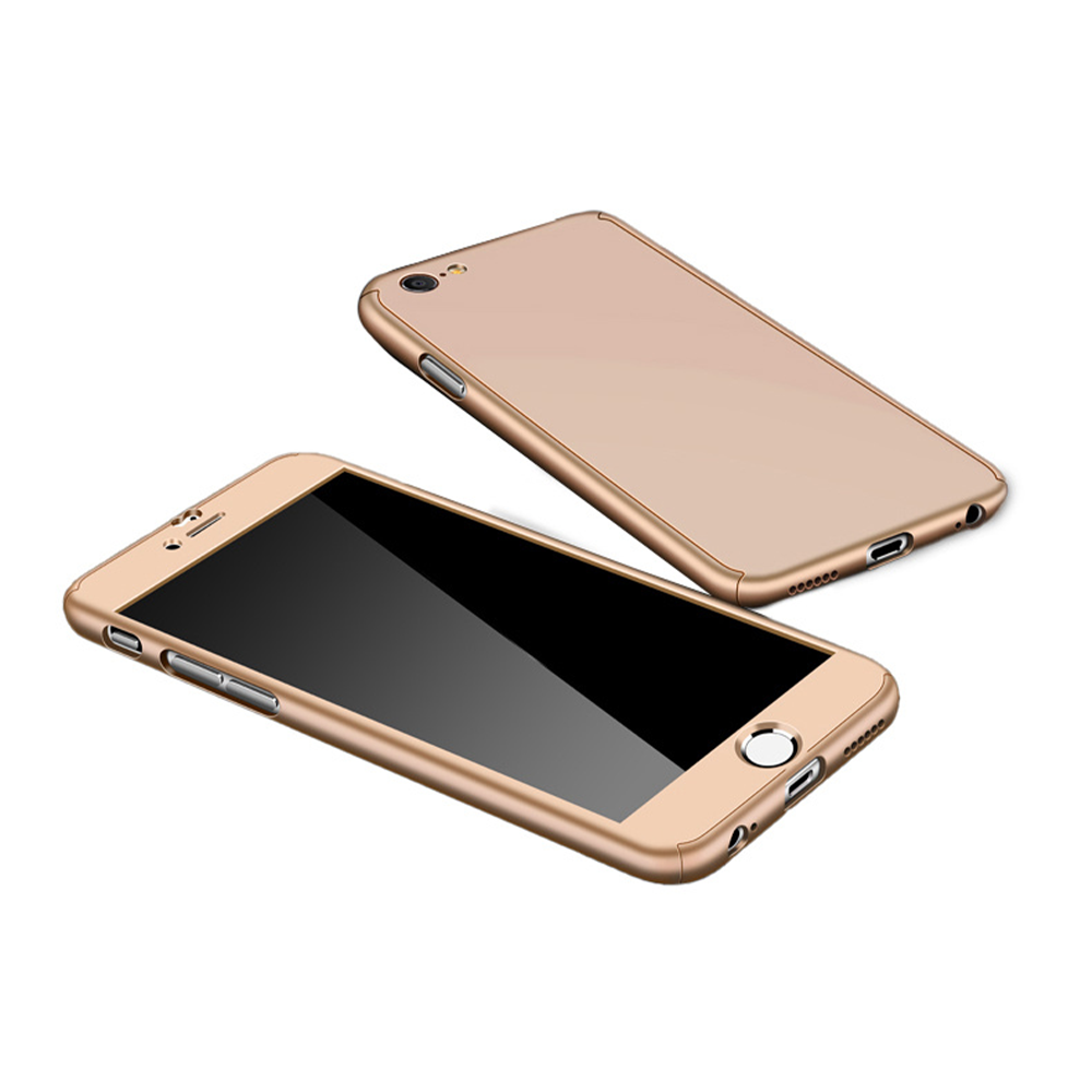 iPhone SE 2022 hoesje - Full body - 2 delig - Backcover - Kunststof - Goud afbeelding