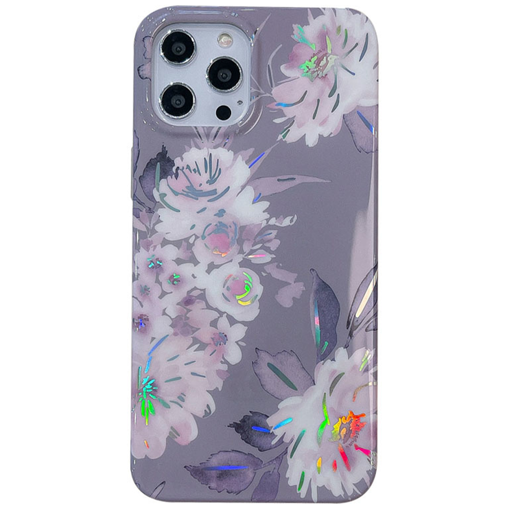 iPhone 8 hoesje - Backcover - Softcase - Bloemenprint - Bloemen - TPU - Zilver/Roze afbeelding