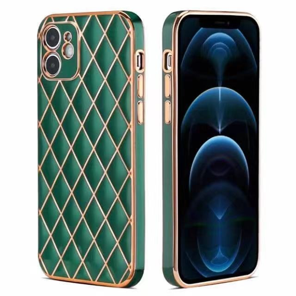 iPhone 11 Pro hoesje - Backcover - Ruitpatroon - Siliconen - Donkergroen afbeelding