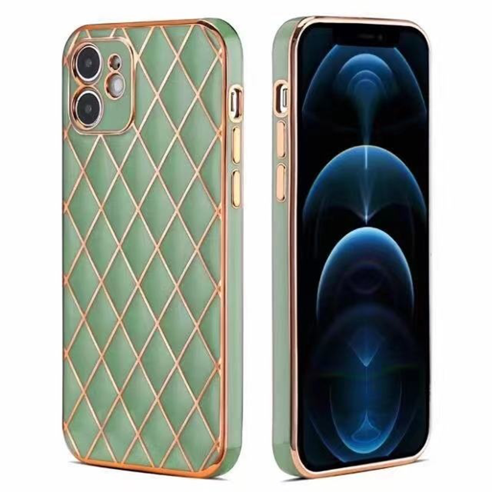 iPhone 14 Pro Max hoesje - Backcover - Ruitpatroon - Siliconen - Lichtgroen afbeelding