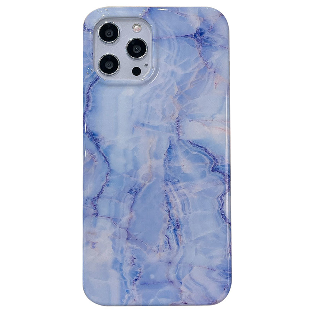 iPhone XS Max hoesje - Backcover - Softcase - Marmer - Marmerprint - TPU - Blauw/Paars afbeelding