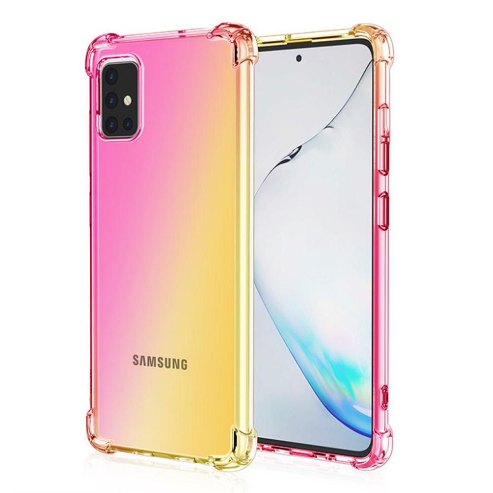 Samsung Galaxy S20 hoesje - Backcover - Extra dun - Transparant - Tweekleurig - TPU - Roze/Geel afbeelding