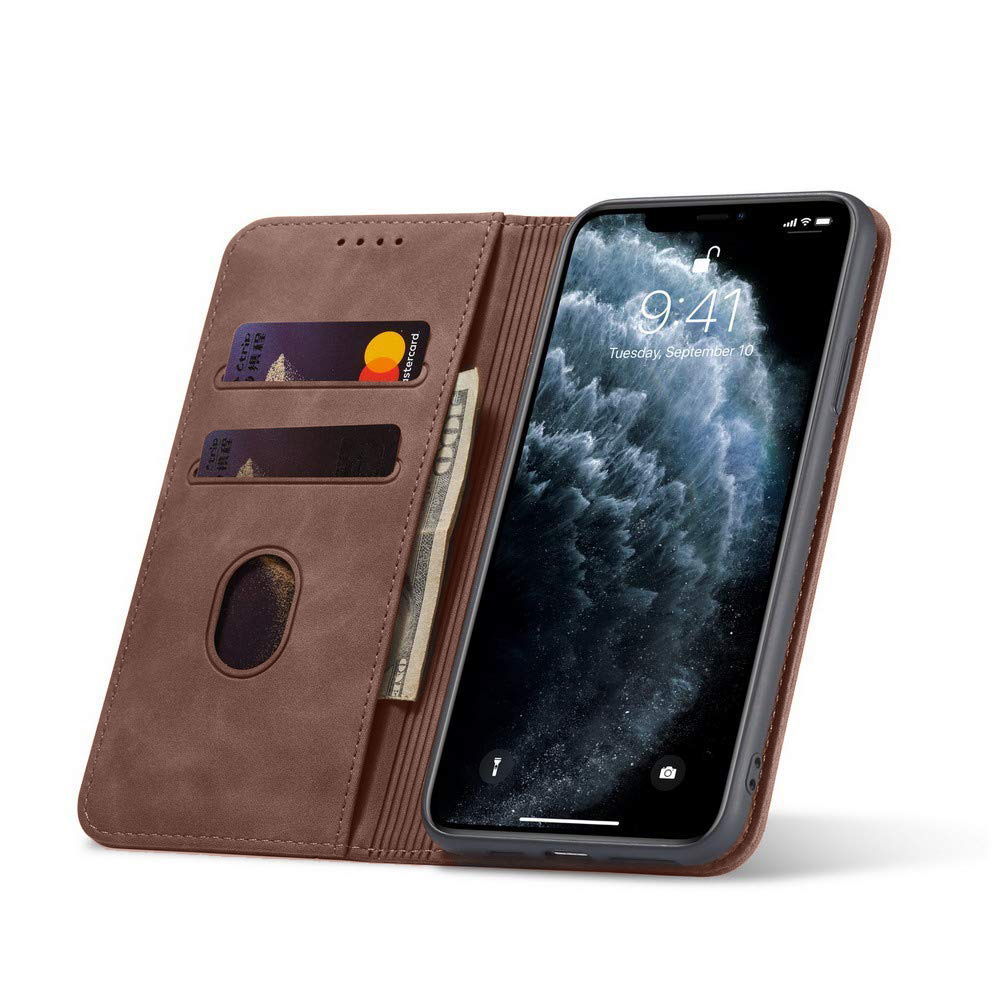 JVS Products iPhone X hoesje - Bookcase - Pasjeshouder - Portemonnee - Kunstleer - Donkerbruin