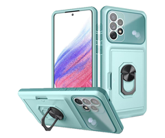 JVS Products Xiaomi Redmi Note 11 Pro hoesje - Backcover - Pasjeshouder - Shockproof - Ringhouder - Kickstand - Extra valbescherming - TPU - Lichtblauw
