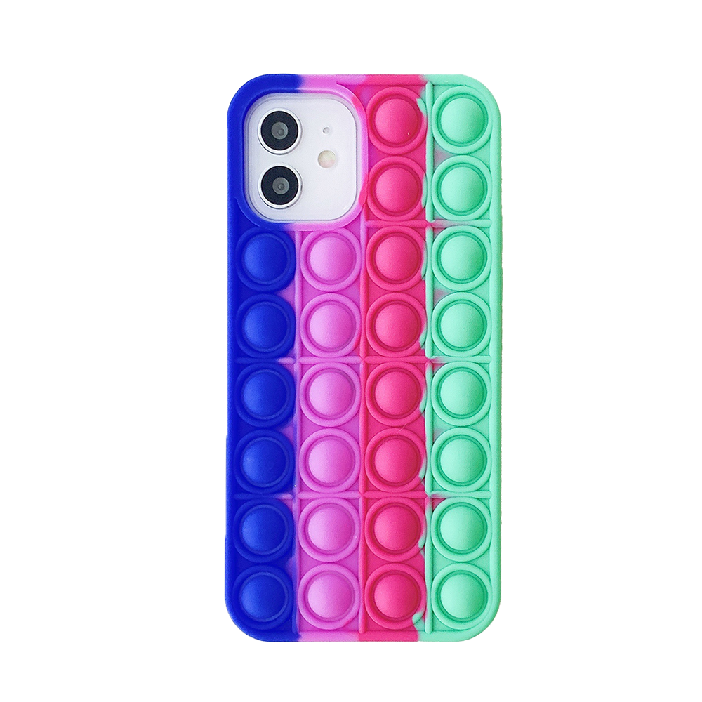 iPhone 12 hoesje - Backcover - Pop it - Siliconen - Donkerblauw afbeelding