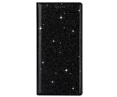 JVS Products iPhone XS Max hoesje - Bookcase - Pasjeshouder - Portemonnee - Glitter - TPU - Zwart