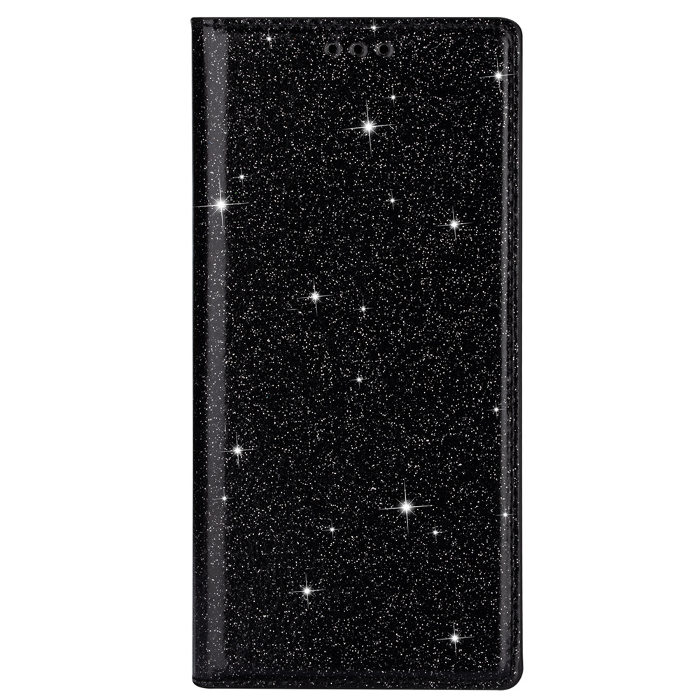 iPhone 14 Pro hoesje - Bookcase - Pasjeshouder - Portemonnee - Glitter - TPU - Zwart afbeelding