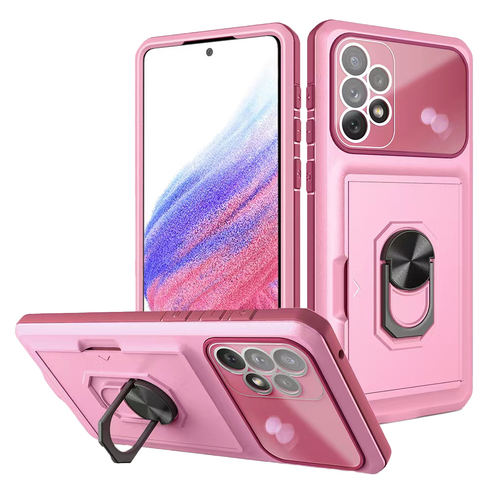 Xiaomi 12 Pro hoesje - Backcover - Pasjeshouder - Shockproof - Ringhouder - Kickstand - Extra valbescherming - TPU - Roze afbeelding