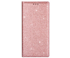 JVS Products Samsung Galaxy S20 hoesje - Bookcase - Pasjeshouder - Portemonnee - Glitter - TPU - Rose Goud