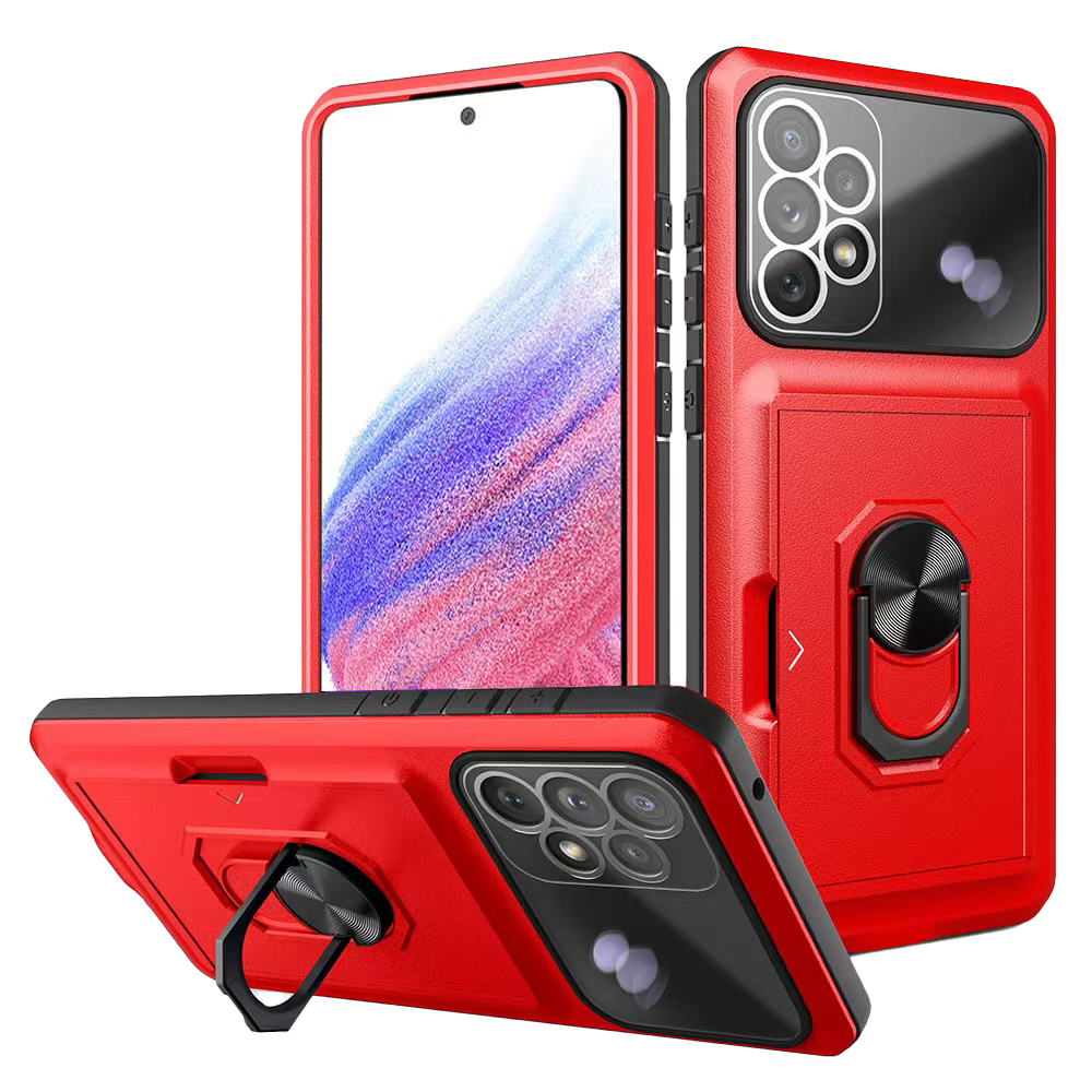 iPhone XS hoesje - Backcover - Pasjeshouder - Shockproof - Ringhouder - Kickstand - Extra valbescherming - TPU - Rood afbeelding