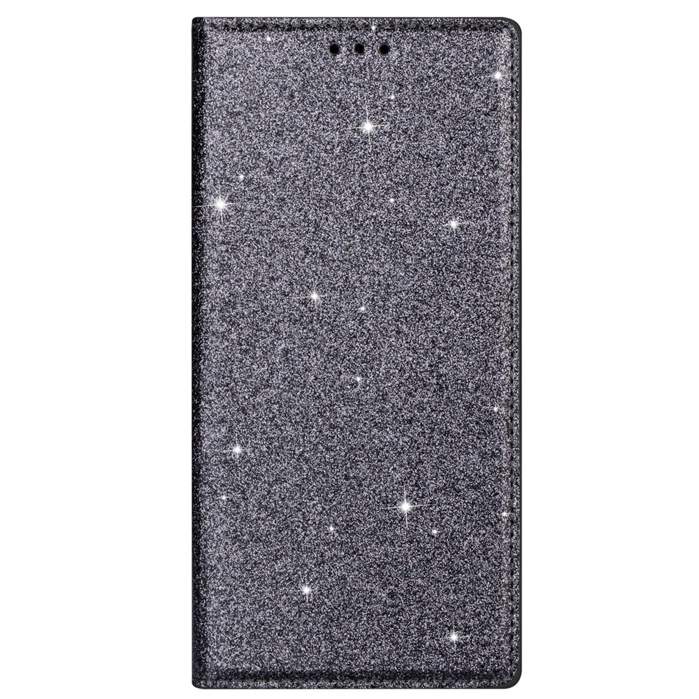 Samsung Galaxy S21 hoesje - Bookcase - Pasjeshouder - Portemonnee - Glitter - TPU - Grijs afbeelding