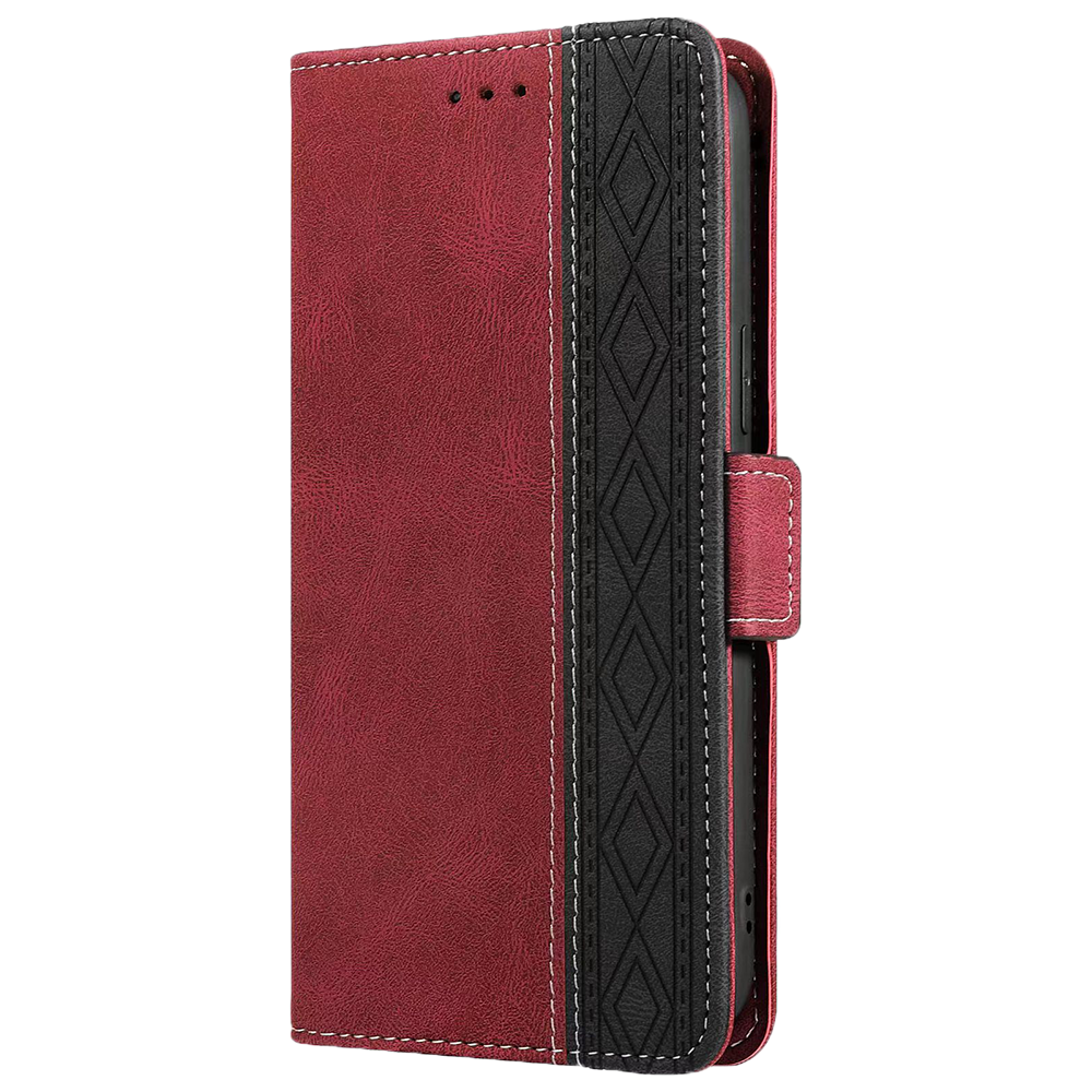 iPhone 12 Mini hoesje - Bookcase - Pasjeshouder - Portemonnee - Patroon - Kunstleer - Donkerrood/Zwart afbeelding