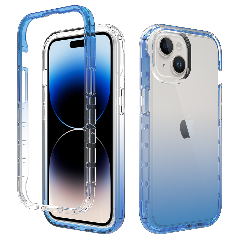 iPhone 15 hoesje - Full body - 2 delig - Shockproof - Siliconen - TPU - Blauw