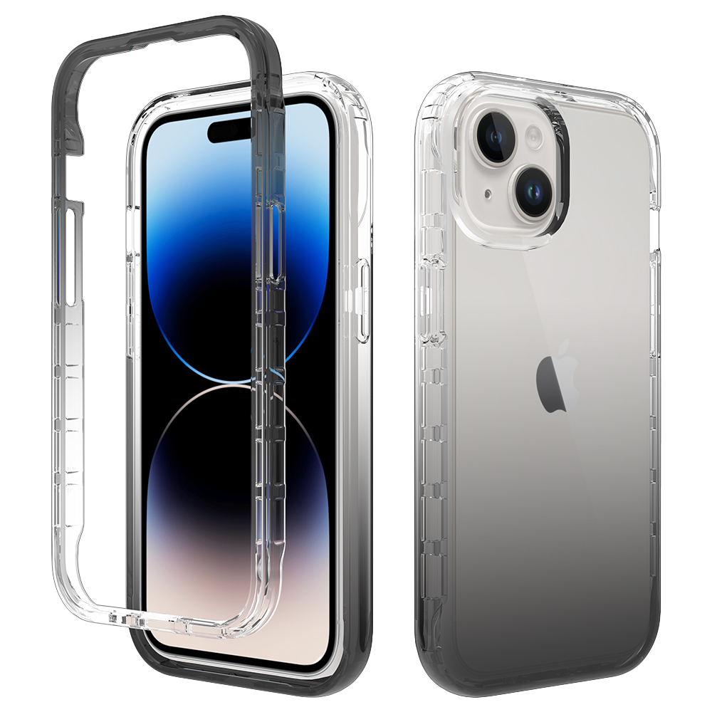 iPhone 15 Plus hoesje - Full body - 2 delig - Shockproof - Siliconen - TPU - Zwart afbeelding