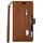 iPhone 15 Pro hoesje -  Bookcase -  Koord -  Pasjeshouder -  Portemonnee -  Rits -  Kunstleer -  Bruin