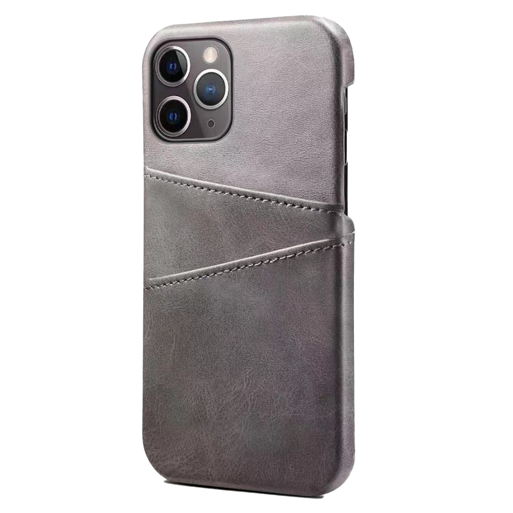 iPhone 15 hoesje - Backcover - Pasjeshouder - Portemonnee - Kunstleer - Grijs afbeelding