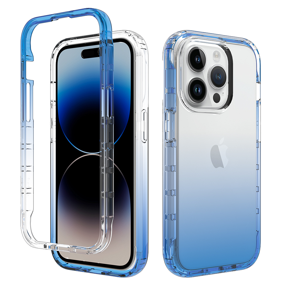 iPhone 15 Pro hoesje - Full body - 2 delig - Shockproof - Siliconen - TPU - Blauw afbeelding