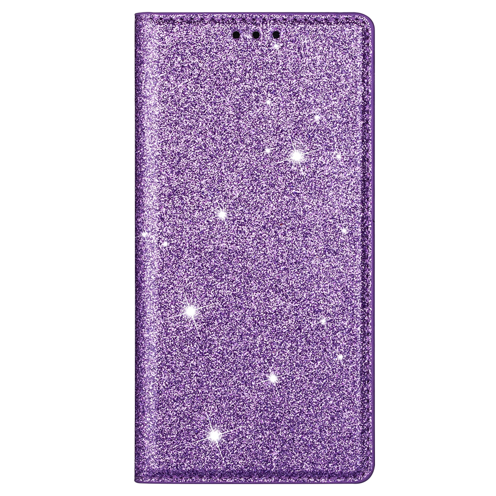 iPhone 15 hoesje - Bookcase - Pasjeshouder - Portemonnee - Glitter - TPU - Paars