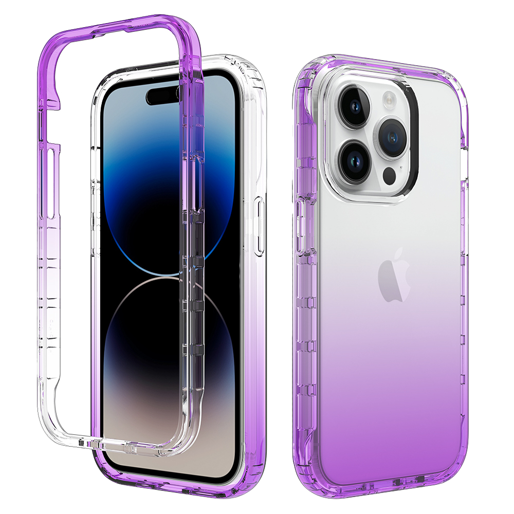 iPhone 15 Pro hoesje - Full body - 2 delig - Shockproof - Siliconen - TPU - Paars afbeelding