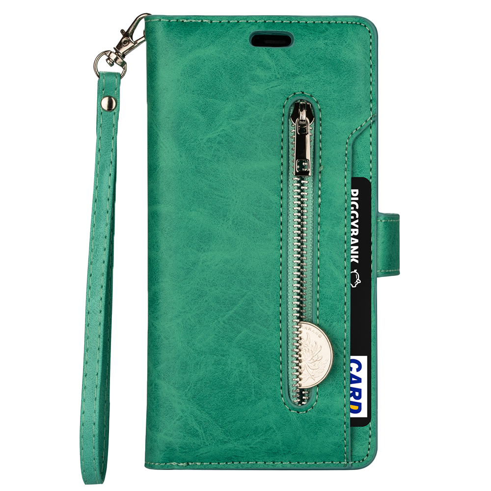 iPhone 15 Pro Max hoesje - Bookcase - Koord - Pasjeshouder - Portemonnee - Rits - Kunstleer - Turquoise afbeelding