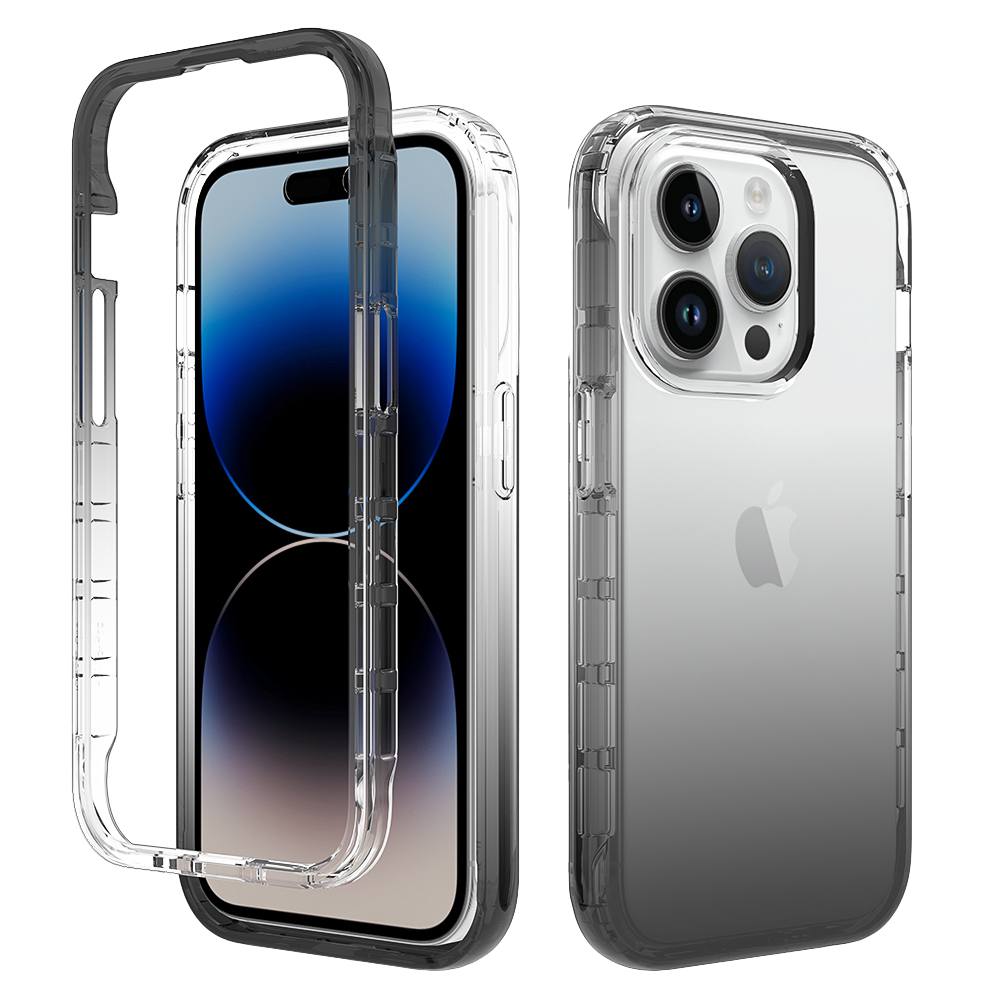 iPhone 15 Pro hoesje - Full body - 2 delig - Shockproof - Siliconen - TPU - Zwart