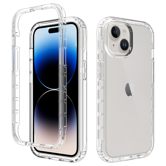 JVS Products iPhone 15 Plus hoesje - Full body - 2 delig - Shockproof - Siliconen - TPU - Transparant