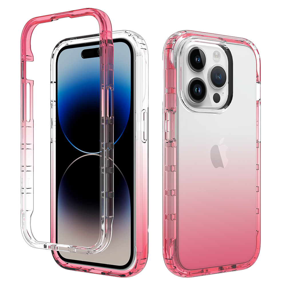 iPhone 15 Pro Max hoesje - Full body - 2 delig - Shockproof - Siliconen - TPU - Roze afbeelding