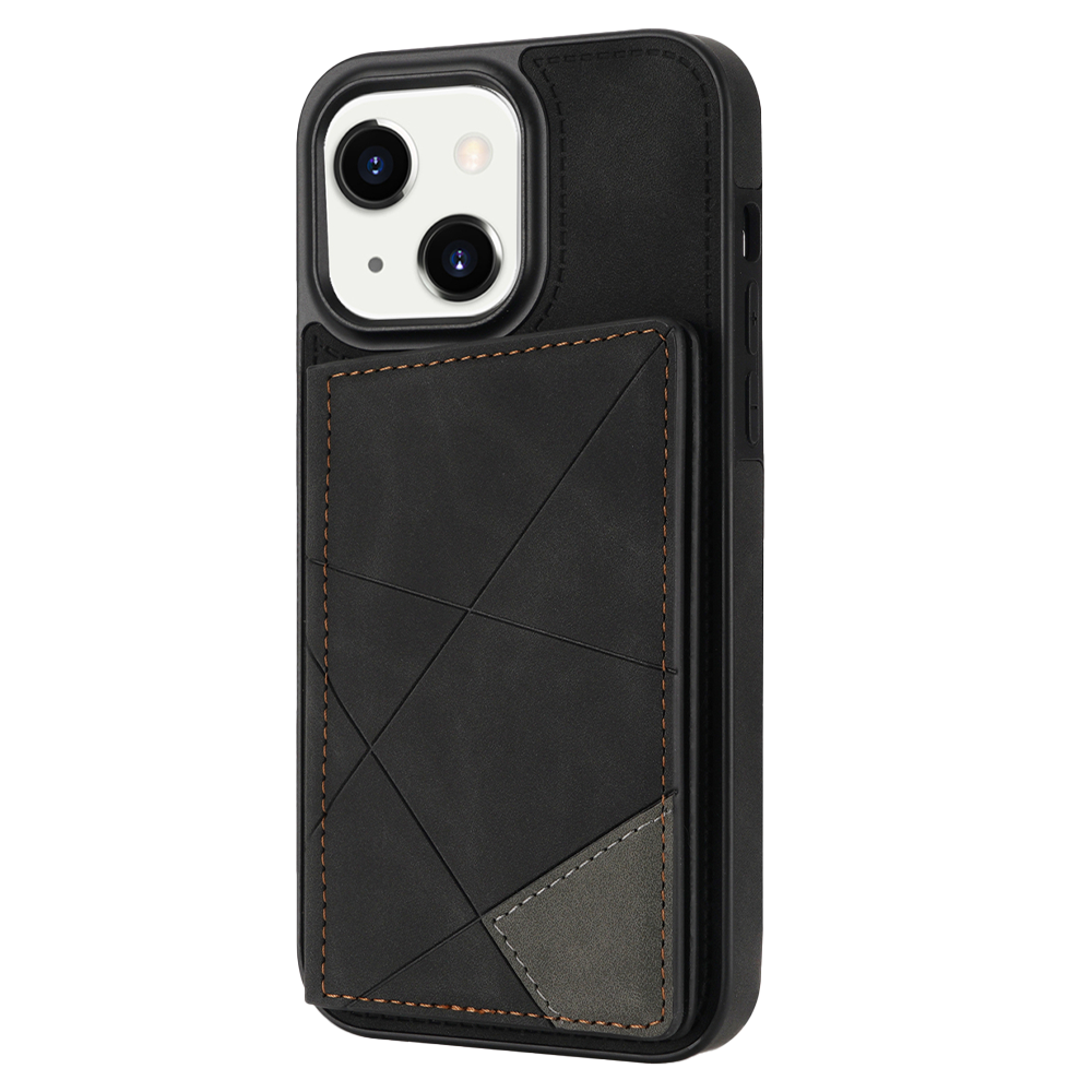 JVS Products iPhone 15 hoesje - Backcover - Pasjeshouder - Portemonnee - Camerabescherming - Stijlvol patroon - TPU - Zwart