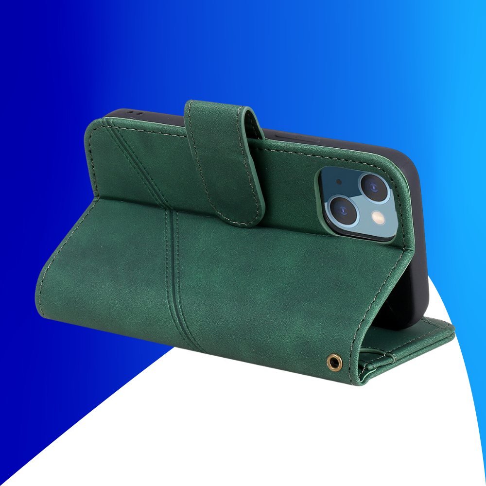 JVS Products iPhone 15 hoesje - Bookcase - Koord - Pasjeshouder - Portemonnee - Kunstleer - Groen