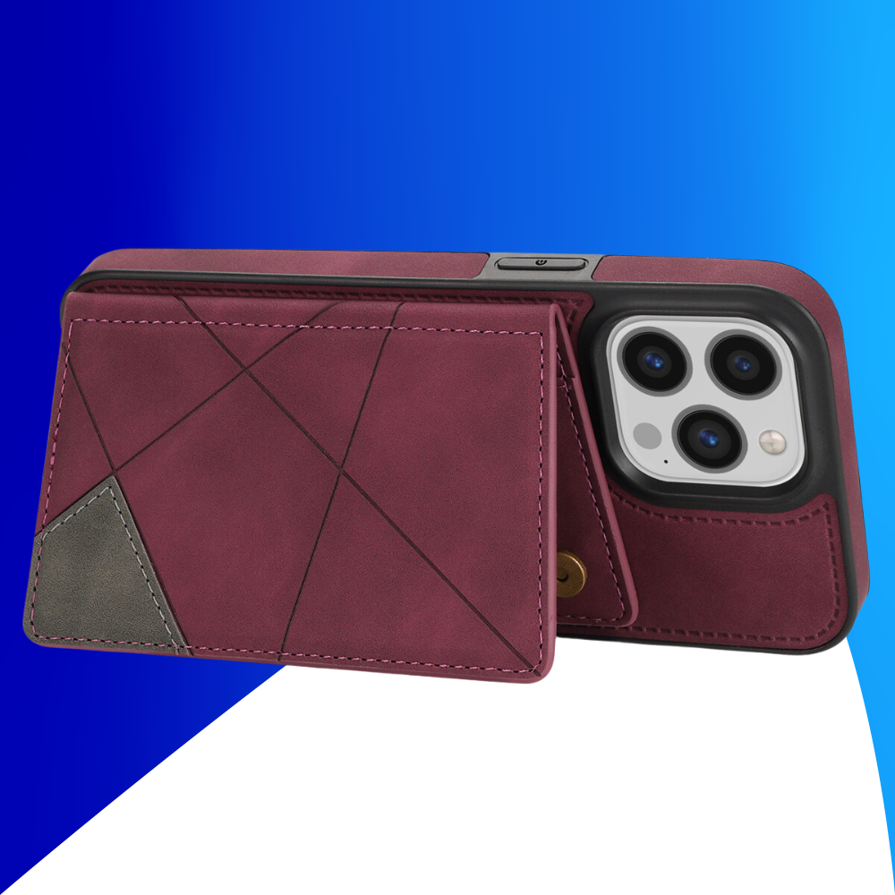 JVS Products iPhone 15 Pro hoesje - Backcover - Pasjeshouder - Portemonnee - Camerabescherming - Stijlvol patroon - TPU - Bordeaux Rood