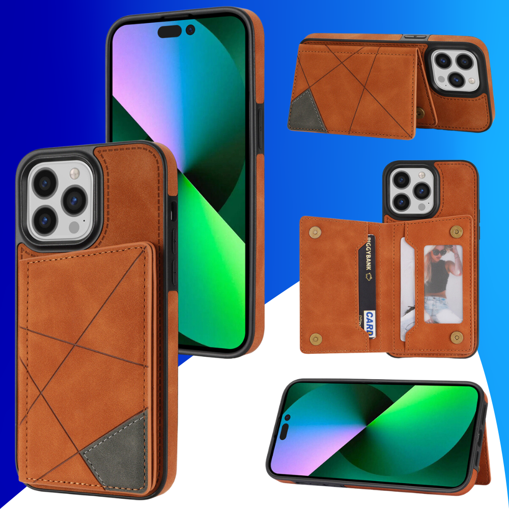 JVS Products iPhone 15 Pro Max hoesje - Backcover - Pasjeshouder - Portemonnee - Camerabescherming - Stijlvol patroon - TPU - Oranje