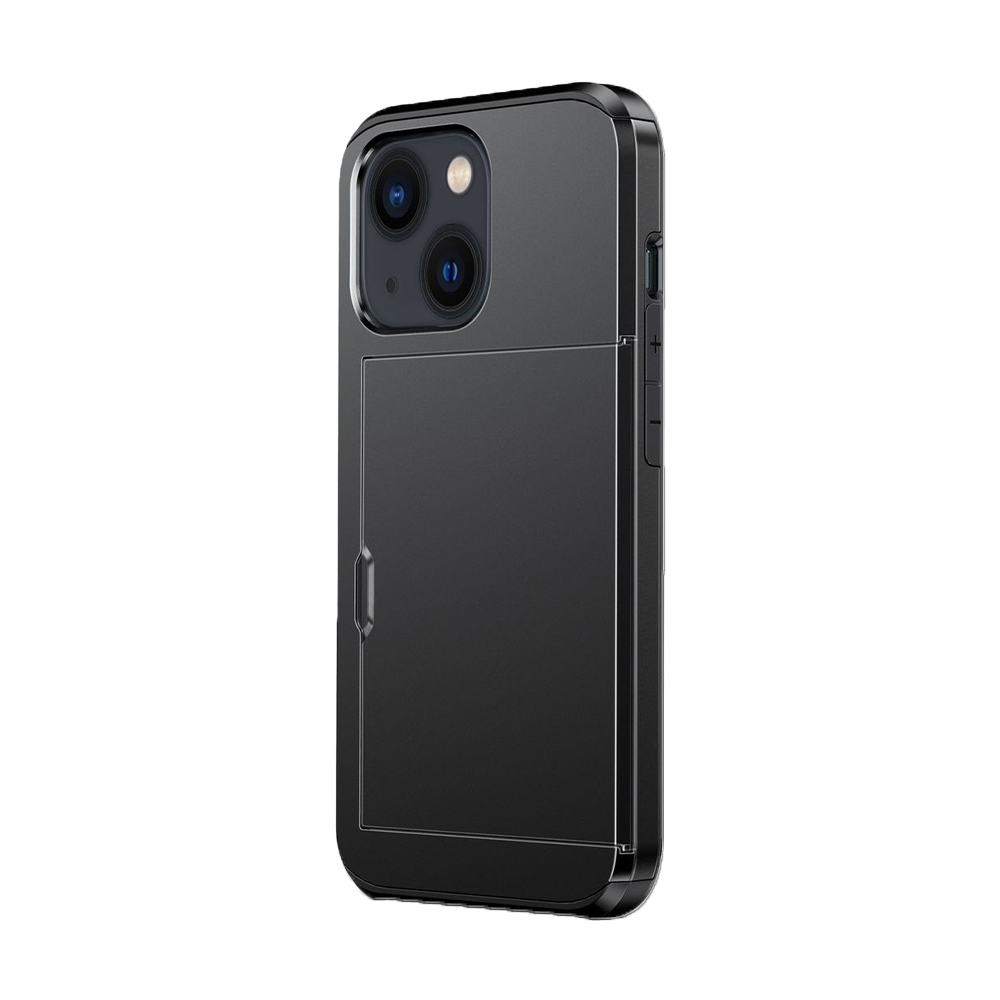 iPhone 15 hoesje - Backcover - Hardcase - Pasjeshouder - Portemonnee - Shockproof - TPU - Zwart afbeelding