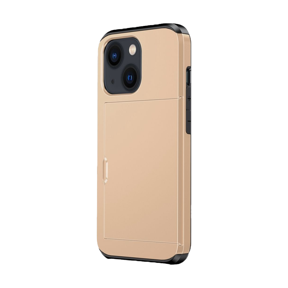 iPhone 15 hoesje - Backcover - Hardcase - Pasjeshouder - Portemonnee - Shockproof - TPU - Goud afbeelding