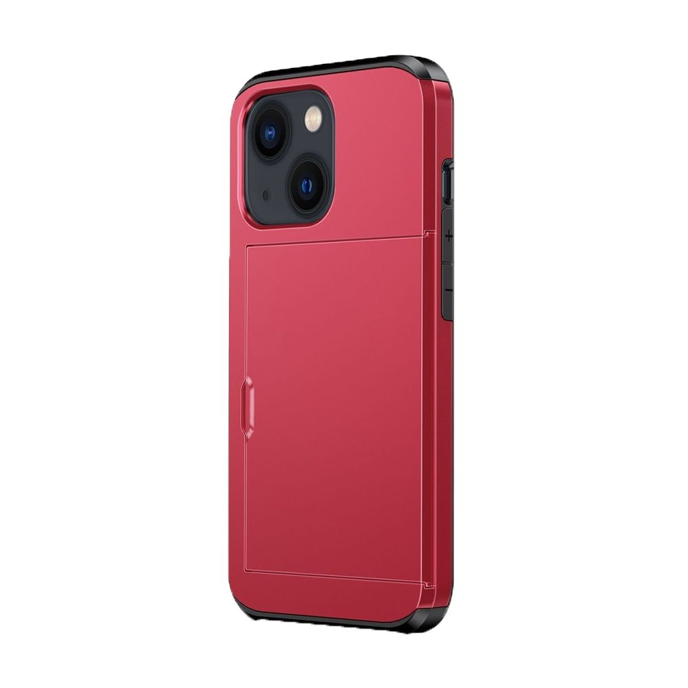 iPhone 15 Plus hoesje - Backcover - Hardcase - Pasjeshouder - Portemonnee - Shockproof - TPU - Rood afbeelding