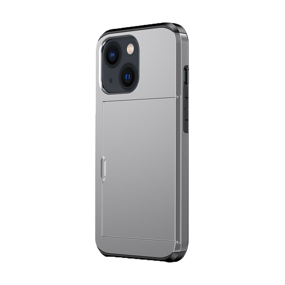 iPhone 15 Pro Max hoesje - Backcover - Hardcase - Pasjeshouder - Portemonnee - Shockproof - TPU - Grijs afbeelding