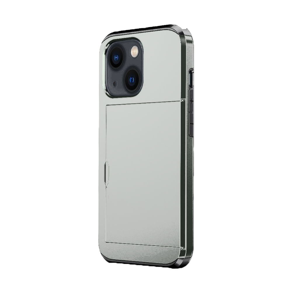 iPhone 15 Pro Max hoesje - Backcover - Hardcase - Pasjeshouder - Portemonnee - Shockproof - TPU - Zilver afbeelding