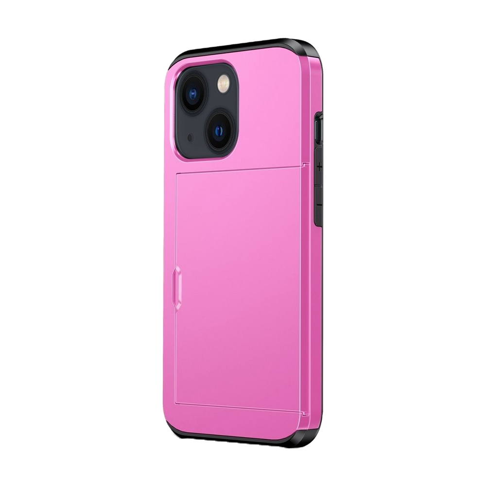 iPhone 15 Pro Max hoesje - Backcover - Hardcase - Pasjeshouder - Portemonnee - Shockproof - TPU - Roze afbeelding