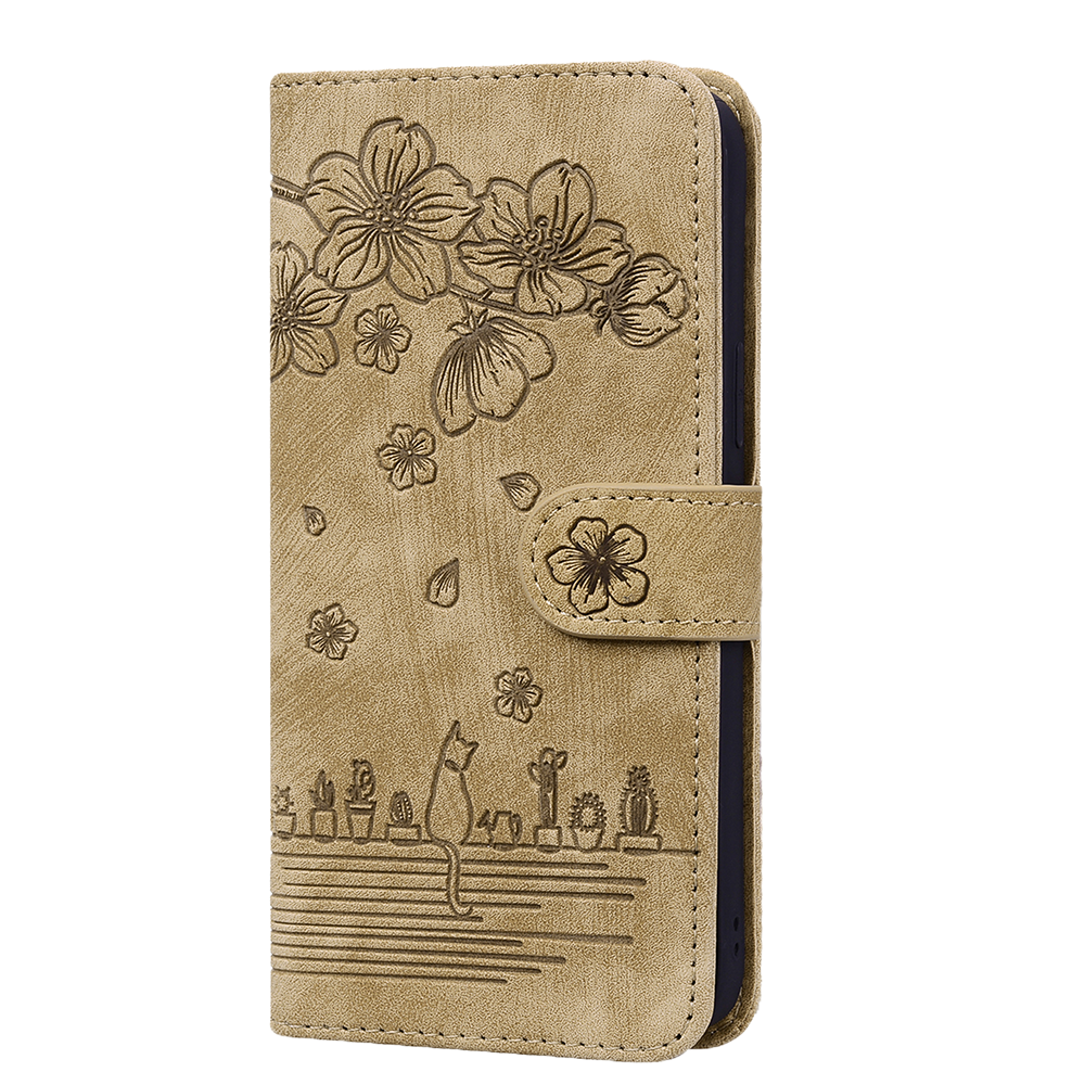 iPhone 15 Pro Max hoesje - Bookcase - Koord - Pasjeshouder - Portemonnee - Camerabescherming - Bloemenpatroon - Kunstleer - Bruin afbeelding